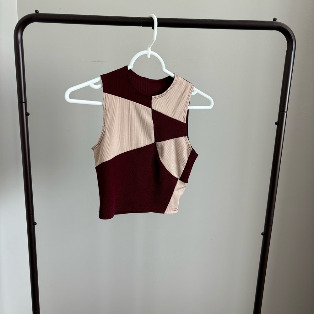 Maroon & Cream Tan Tank Top
